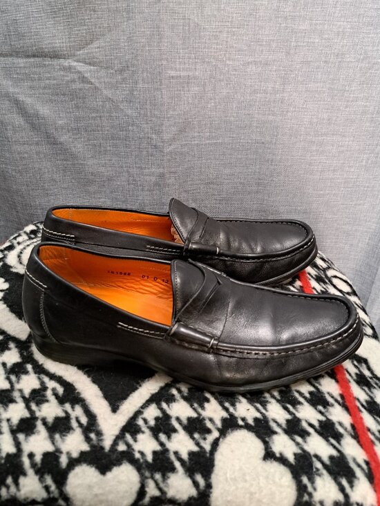 Santoni Leather Loafers Black Men\'s Dress Shoes Size 12 main image 6